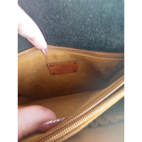 Patrica Nash Black Leather Map Sarola Scalloped Flap Snap Shoulder Bag Crossbody - Picture 12 of 15